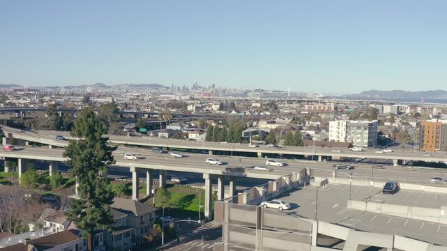 Here's a drone shot of the city looking out towards San Francisco.