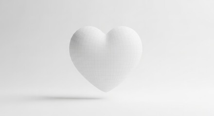 Obraz premium Minimalist white heart shape on soft gradient light background for love and wellness themes