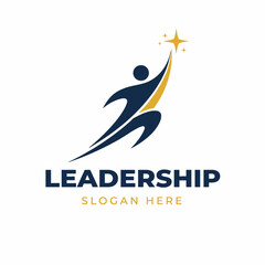 Fototapeta premium Dynamic leadership logo with star and slogan placeholder