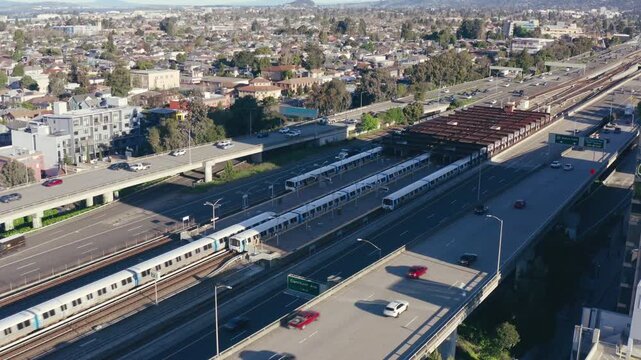 Here's a drone shot of a freeway in Oakland, California.