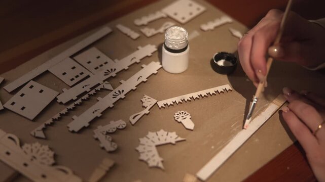 Smooth Wood Surface With Round Brush Strokes. Creating Cozy Atmosphere During Model Finishing Touches. Media