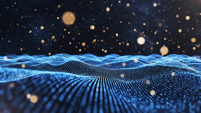 Digital wave pattern with glowing dots