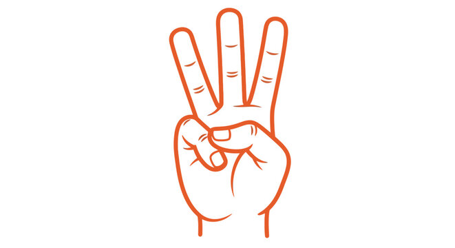 Hand Showing Three Fingers Counting Number Three Gesture, Isolated White Background