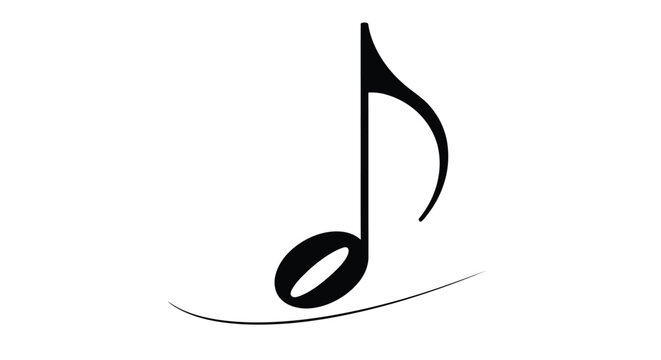 A single black musical note icon centered on a plain white background