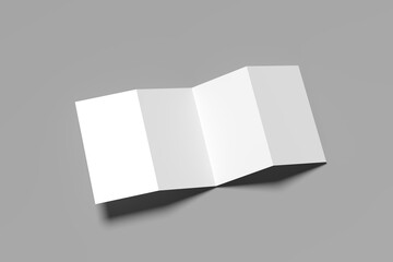 Obraz premium Four panel accordion fold. White folded paper sheet. Double gate fold. A4 format brochure