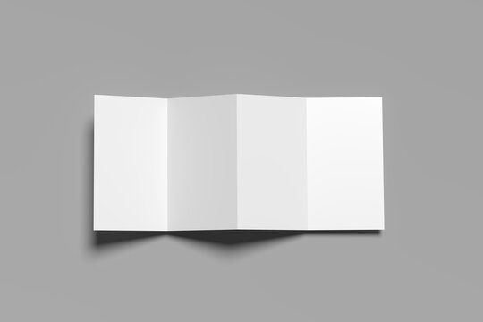 Blank Quad Fold Brochure For Mockup on gray background