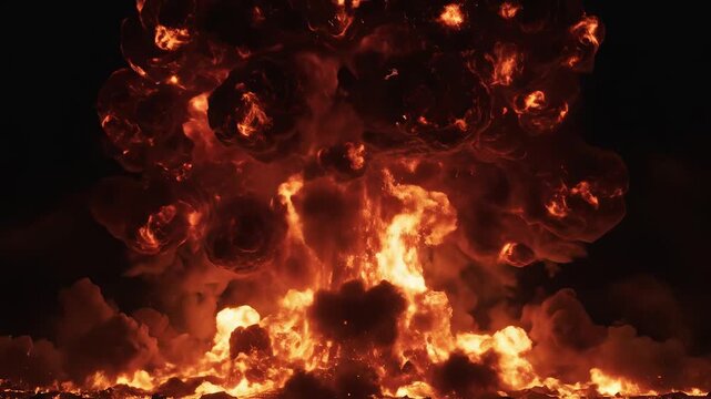 Explosion with fire and debris