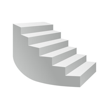 Rounded staircase. Clean isometric vector with 3D steps.