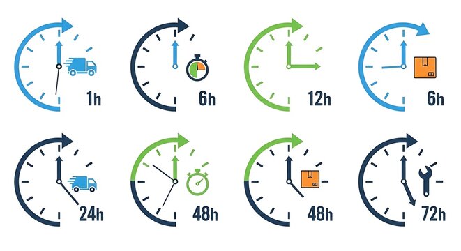 delivery times, shipping icons