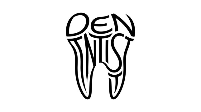 Dental calligram with the word Dentist forming a tooth shape