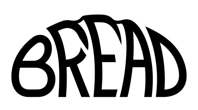 Calligram word BREAD shaped like a loaf of bread
