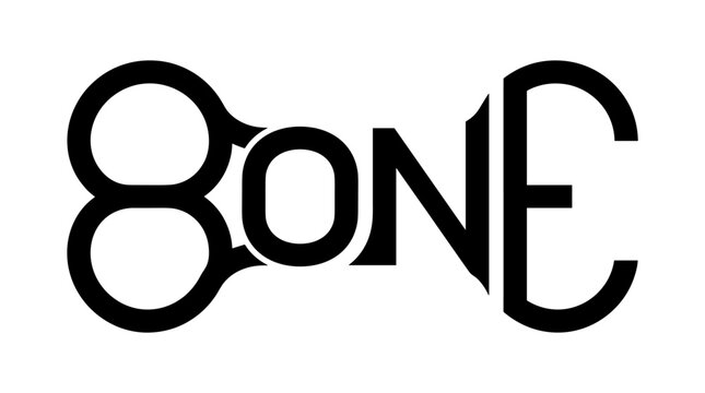 Black calligram of the word BONE shaped like a bone