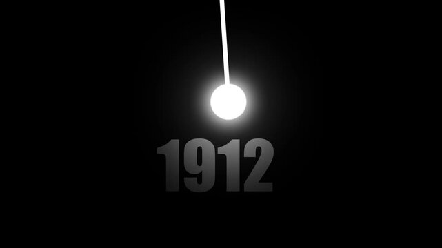 Pendulum swinging with the year 1912 displayed motion, Futuristic New Year Concept Symbolizing Innovation, Hope, Strategy and Forward Thinking Success