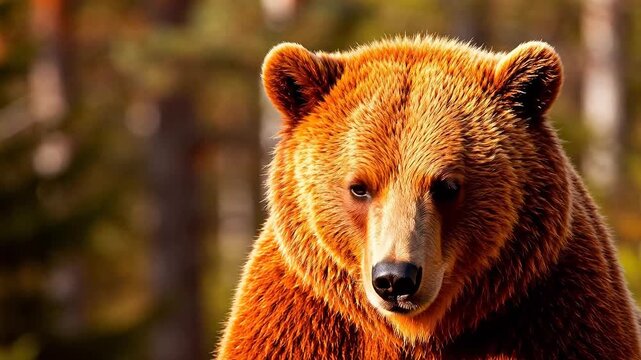Closeup of a brown bear in the wild