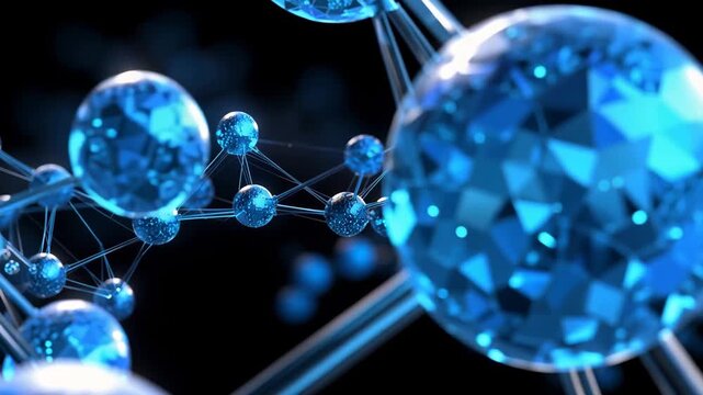 A stunning visual representation of molecular structures in a dark blue environment
