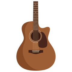 Obraz premium Acoustic Guitar Musical Instrument Isolated on White Background.