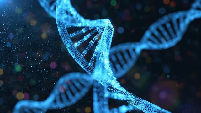 Blue DNA double helix structure