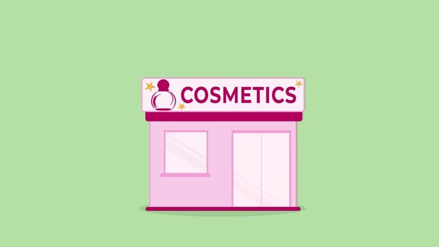 Cosmetics store building with beauty sign. Makeup shop exterior