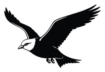 Obraz premium A powerful bird in flight, presented as a stark black silhouette, representing grace and journey, ideal for aviation themes, travel promotions, and wildlife conservation projects.
