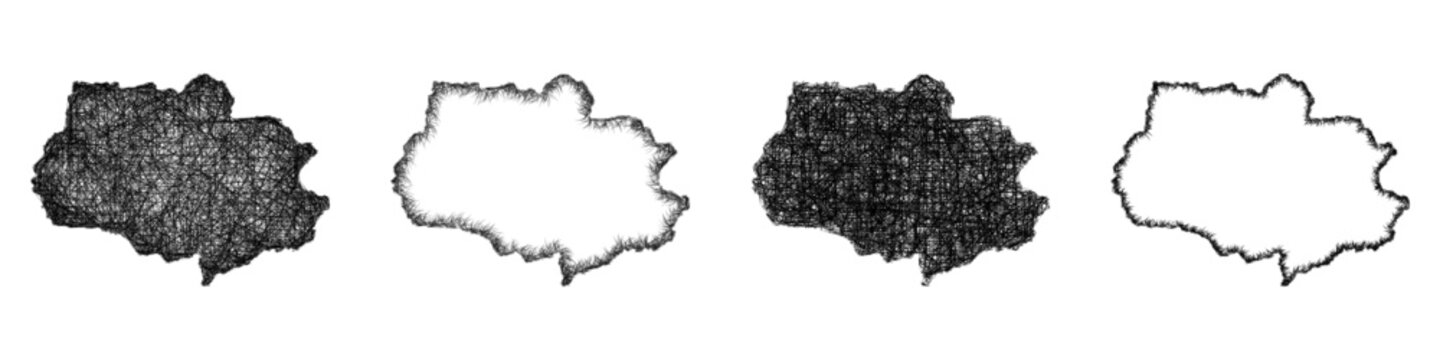 Sketch Tomsk outline map design set