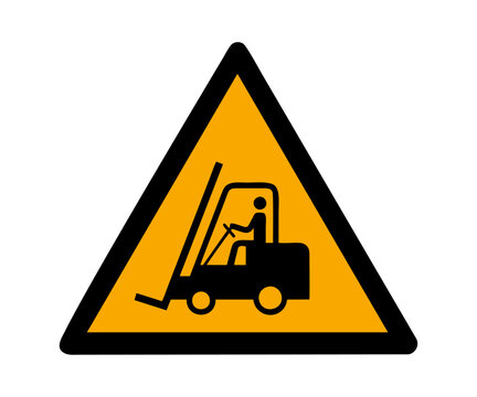 ISO 7010 W014 Warning Forklift trucks and other industrial vehicles sign. Industrial safety warning forklift trucks vector design and illustration.
