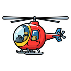 Fototapeta premium Red rescue helicopter cartoon illustration for emergency aid