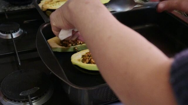 Eggplant Papoutsakia Topped with B&eacute;chamel Sauce &ndash; Traditional Greek Oven Baked Dish