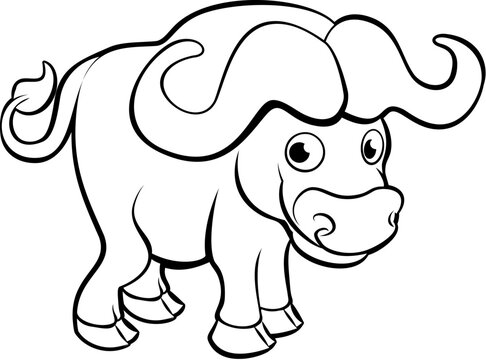 A buffalo cartoon character safari animal illustration