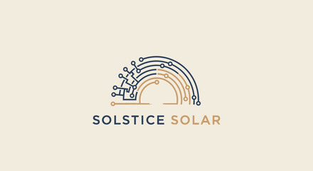 Obraz premium Solar energy logo, eco friendly symbol, renewable power icon, sustainable vector
