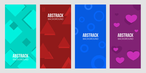 Fototapeta premium Vertical Abstract Geometric Background Set With Modern Shapes