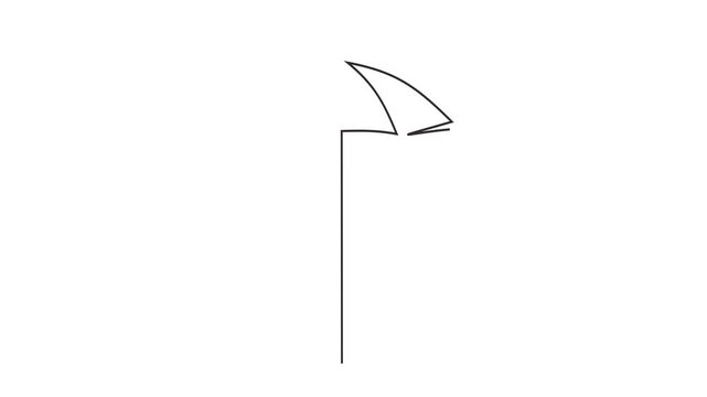 Animated self drawing of continuous line draw of Beach umbrella linear icon. Full length one line animation. 4K	