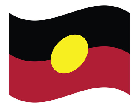 Waving Aboriginal  Flag &ndash; National Flag of Aboriginal  in Vector Illustration Style. Flag icon of Aboriginal.