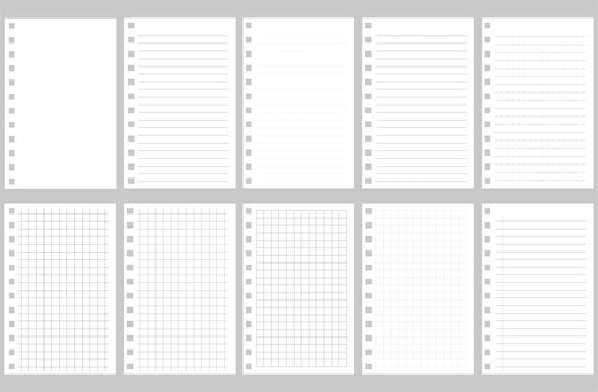Rectangular perforated memo pad set: lines, dotted lines, and grid lines