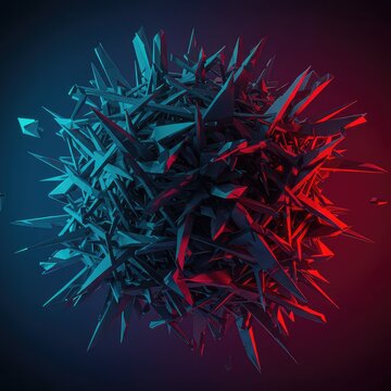 Chaotic composition of broken forms, sharp lines, and clashing colors creating a visual representation of confusion and extreme internal disarray, background, mental, form