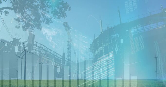 Digital video merges animation and data, symbolizing global business connections.