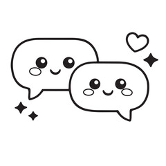 Obraz premium Cute speech bubble cartoon smile happy love kawaii simple white background doodle