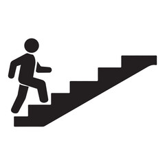 Walking up the stairs or staircase icon vector silhouette  © Suma