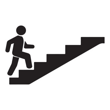 Walking up the stairs or staircase icon vector silhouette 