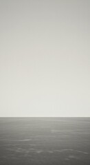 Fototapeta premium Minimalist composition featuring a sharp, featureless horizon line dividing a pale sky and a smooth, empty foreground, emphasizing scale and isolation, outdoor, subtle, vast