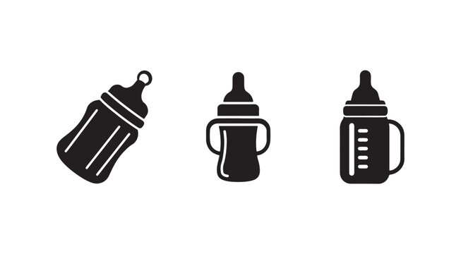 Baby bottles in different styles and shapes for feeding infants  nursing bottles  feeding bottles