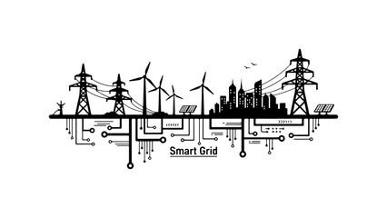 Obraz premium Smart Grid Energy Network with Renewable Sources