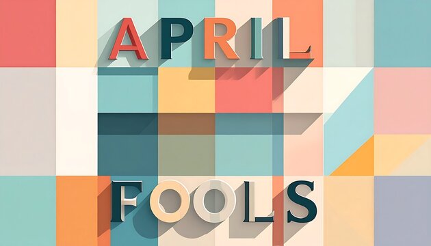 April Fools Day Celebration with Colorful Blocks and Shadows.