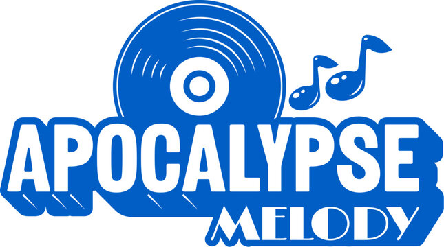 Blue Y2K streetwear apocalypse melody icon or label. Brand graphic funky print, streetwear futuristic Y2K isolated vector icon. Apparel typography vintage label element or clothing text retro emblem