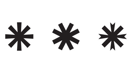 Obraz premium Black asterisks with different shapes and sizes various starburst symbols