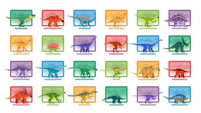 Prehistoric dinosaur species chart infographics. Extinct reptiles types visualization scheme, Jurassic era animals information vector chart. Paleontology dinosaurs size and names infographics graph