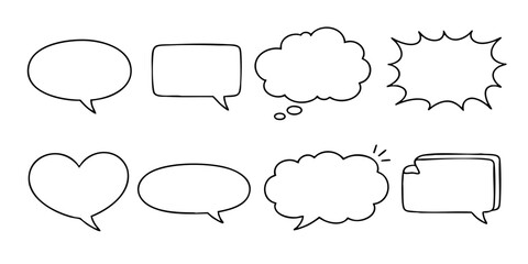 Fototapeta premium Hand Drawn Speech Bubbles Collection / 手書き吹き出しコレクション（吹き出し・会話・ベクター）