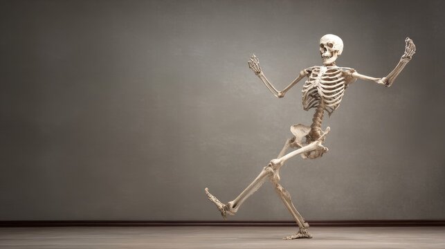 Human skeleton dancing halloween spooky horror bones skull costume party celebration creepy animation festive night ghost dark fun entertainment character motion themed concept