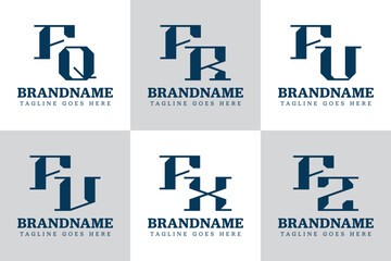 Obraz premium Letters FQ FR FU FV FX FZ Monogram Logo Set, for QF RF UF VF XF ZF initials
