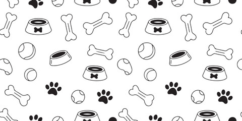 dog repeat pattern with bones paw prints tennis balls and bowls © AIcon Star