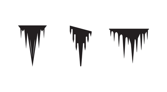 Blackicicleshapesmeltingdripsiciclesfallingwaterdropletscoldweathericeformationsfrozendripsisolatedonwhitebackground